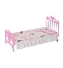 Мебель для куклы Огонек Кроватка розовая с постельным бельем 8747683