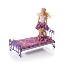 Мебель для куклы Огонек Кроватка фиолетовая с постельным бельем 8747659