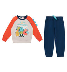 Комплект джемпер/брюки Cherubino Монстры, цвет: оранжевый/синий 10117227