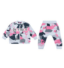 Комплект толстовка/брюки Crockid Graphic Streets, цвет: серый/розовый 10105677