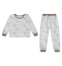 Пижама джемпер/брюки Mamatti, цвет: белый/коричневый 9681114