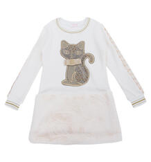 Платье Colabear Золотые кошки, цвет: белый 9853674