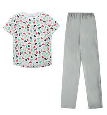 Пижама футболка/брюки Котмаркот, цвет: белый/серый 9773151