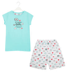Пижама футболка/шорты Cornette Blogger Girl, цвет: бирюзовый 8288389