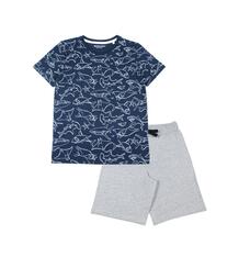 Комплект футболка/шорты Cherubino, цвет: синий/серый 8635699