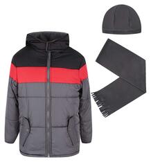 Куртка куртка/шапка/шарф iXTREME by Broadway kids, цвет: черный/красный 7758517