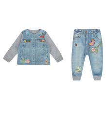 Комплект кофта/брюки Папитто Fashion Jeans, цвет: фиолетовый/голубой 6076405