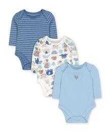 Боди "Животные", 3 шт., белый, синий, голубой MOTHERCARE 601602