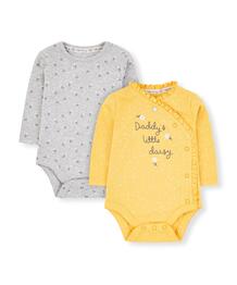 Боди "Папина маргаритка", 2 шт., серый, желтый MOTHERCARE 605394