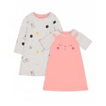 Ночные сорочки "Спящий зайчик", 2 шт., серый, розовый MOTHERCARE 602647