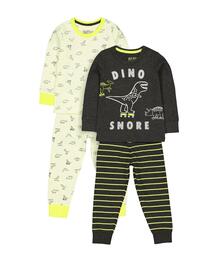 Пижамы "Динозавры", 2 шт., салатовый, серый MOTHERCARE 598731