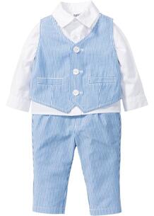 Костюм для малышей: рубашка + жилет + брюки (3 изд.) (белый/голубой) bonprix 90539681