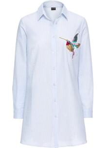 Блузка в полоску с аппликацией колибри (нежно-голубой/белый) bonprix 93056795