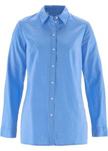 Блузка в смеси льна и хлопка (голубой) bonprix 93450881