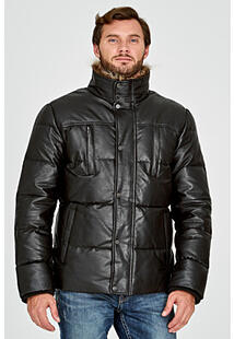 Утепленная кожаная куртка с отделкой мехом енота Jorg Weber 313809