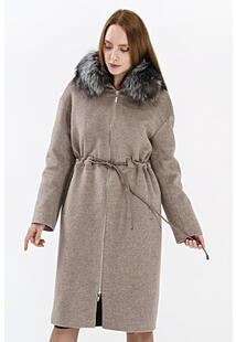 Утепленное пальто с отделкой мехом чернобурки Pompa 307281