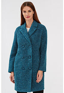 Синее двубортное пальто La Reine Blanche 305223