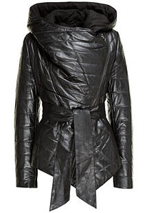Утепленная кожаная куртка с капюшоном La Reine Blanche 303539