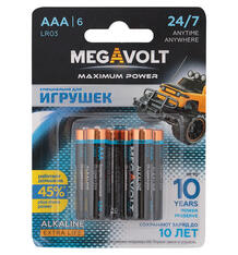 Батарейки Megavolt Алкалиновые, AAA/LR03, 6 шт. 10416581