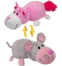 Игрушка-вывернушка 1Toy Розовый кот-Мышь 35 см цвет: розовый/серый 7820695