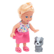 Кукла в наборе с фигуркой животного Игруша серая собачка 11 см 12314968
