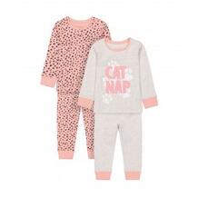 Пижамы "Кошачий сон", 2 шт., серый, розовый MOTHERCARE 629394