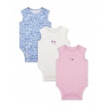 Боди без рукавов, 3 шт., голубой, белый, розовый MOTHERCARE 617347