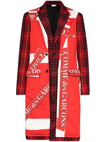 пальто в клетку тартан с логотипом COMME DES GARÇONS HOMME PLUS 1550569076