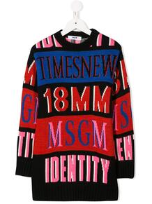 свитер с контрастными полосками вязки интарсия Msgm Kids 145152185432636363