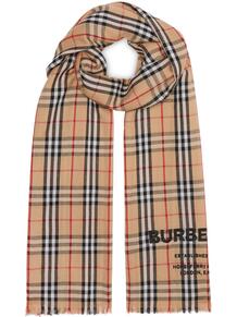 легкий кашемировый шарф в клетку Vintage Check с вышивкой Burberry 13814929636363633263