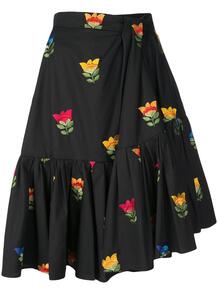 присборенная юбка с цветочной вышивкой CAROLINA HERRERA 1430647852