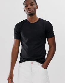Черная футболка в полоску из хлопка пима "The Perfect Tee"-Черный цвет SELECTED 8368666