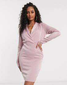 Розовое платье мини с глубоким вырезом -Розовый цвет In The Style 9858196