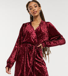 Эксклюзивное бархатное платье-блейзер ягодного цвета -Красный In The Style 11148672
