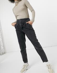 Черные выбеленные джинсы прямого кроя с завышенной талией -Черный цвет River Island 11553093