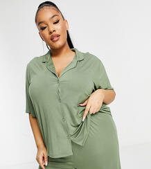 Мягкая пижама с рубашкой цвета хаки ASOS DESIGN Curve «Выбирай и комбинируй»-Зеленый цвет Asos Curve 11386776 Мягкая пижама с рубашкой цвета хаки ASOS DESIGN Curve «Выбирай и комбинируй»-Зеленый цвет Asos Curve 11386776