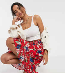 Юбка с цветочным принтом и баской -Красный Vero Moda 9572241