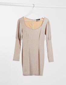 Светло-розовое платье мини с эффектом металлик -Бежевый Ax Paris 9880632