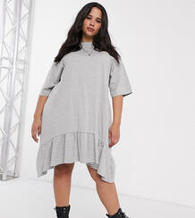 Серое меланжевое oversized-платье ASOS DESIGN Curve-Серый Asos Curve 9278434