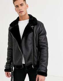 Куртка авиатор из искусственной кожи -Черный Barneys originals 8863554