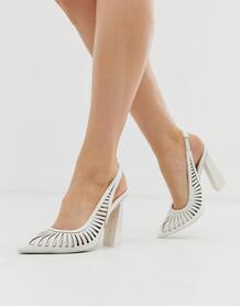 Белые туфли на каблуке с ремешком на пятке и вырезами -Белый ASOS DESIGN 8214678