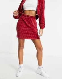 Красная велюровая юбка со сплошным принтом -Красный Fila 11197631