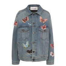 Джинсовая куртка с потертостями и отделкой в виде бабочек Valentino 2648837
