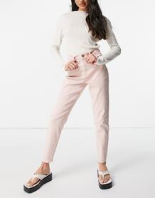 Пастельно-розовые джинсы в винтажном стиле с завышенной талией -Розовый цвет Pieces 11705807