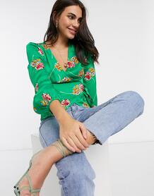 Зеленая блузка с цветочным принтом -Зеленый Liquorish 9747330