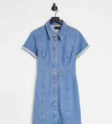 Выбеленное джинсовое платье-рубашка приталенного кроя ASOS DESIGN Tall-Голубой Asos Tall 11270482