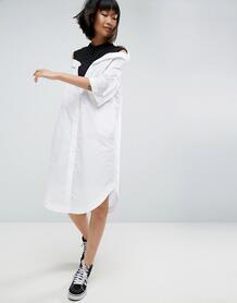 Платье-рубашка с заниженной линией плеч -Мульти Asos White 6403025