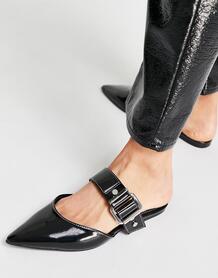 Черные мюли-сабо с острым носком и пряжками Loft-Черный ASOS DESIGN 11293337