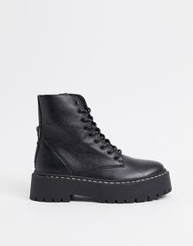 Массивные кожаные ботинки черного цвета на шнуровке Skylar-Черный Steve Madden 10331110