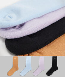 Набор из 4 пар носков с вышитой надписью -Многоцветный Topman 11877150